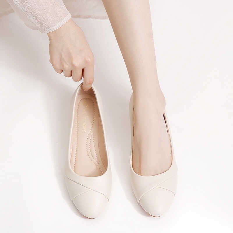 坡跟单鞋女春秋新款软底软皮不累E脚妈妈鞋圆头浅口内增高豆豆鞋,淘宝优惠券,粉丝福利购,淘宝优惠卷