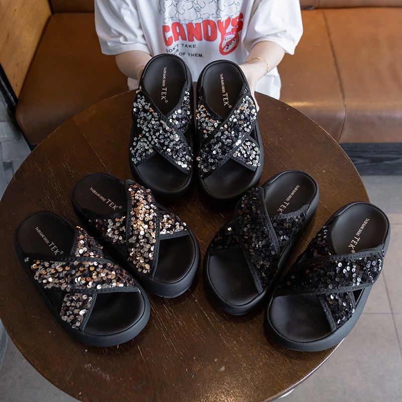 凉拖鞋女夏外穿2024r新款厚底休闲沙滩凉鞋时尚女士孕妇软底一字,淘宝优惠券,粉丝福利购,淘宝优惠卷