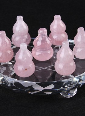 天然粉水晶葫芦七星阵玄关客厅卧室床头家居冰裂棉絮