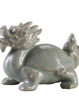 创意陶瓷招财龙龟茶宠茶玩鱼缸造景客厅桌面茶空间装饰品