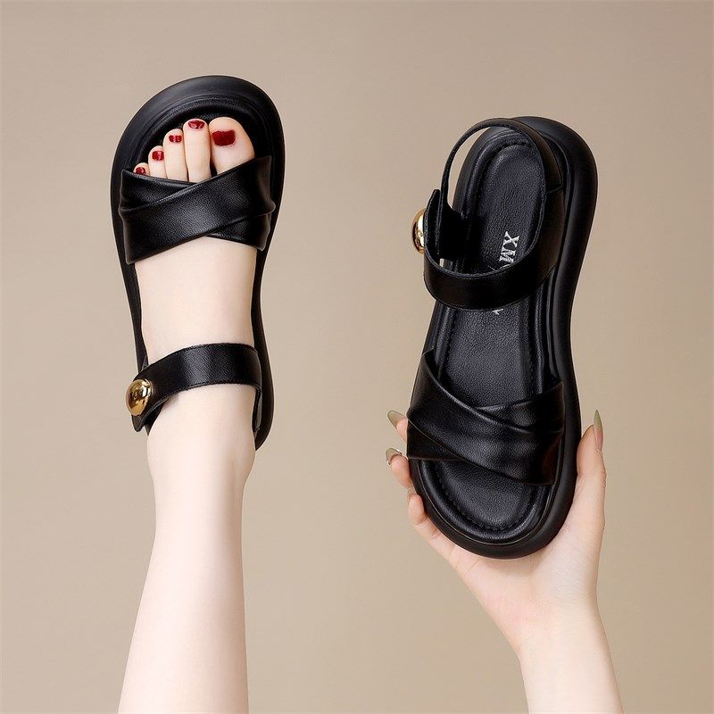 爆款凉鞋女夏2025新款仙女风y平底轻便软底不累脚孕妇沙滩鞋大码4,淘宝优惠券,粉丝福利购,淘宝优惠卷