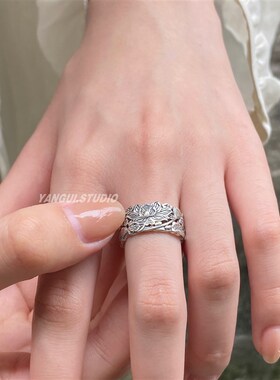 Yangui燕归鱼戏风莲A如鱼得水S做旧复古情侣指环戒指