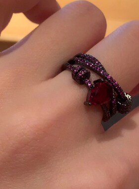 小魔女 精致微镶紫钻戒指女小众设计感指环高级感甜酷辣妹配饰潮