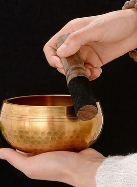藏村铜颂钵佛音碗钵音钵静心瑜伽尼泊尔手工头疗声音铜颂钵盂摆件