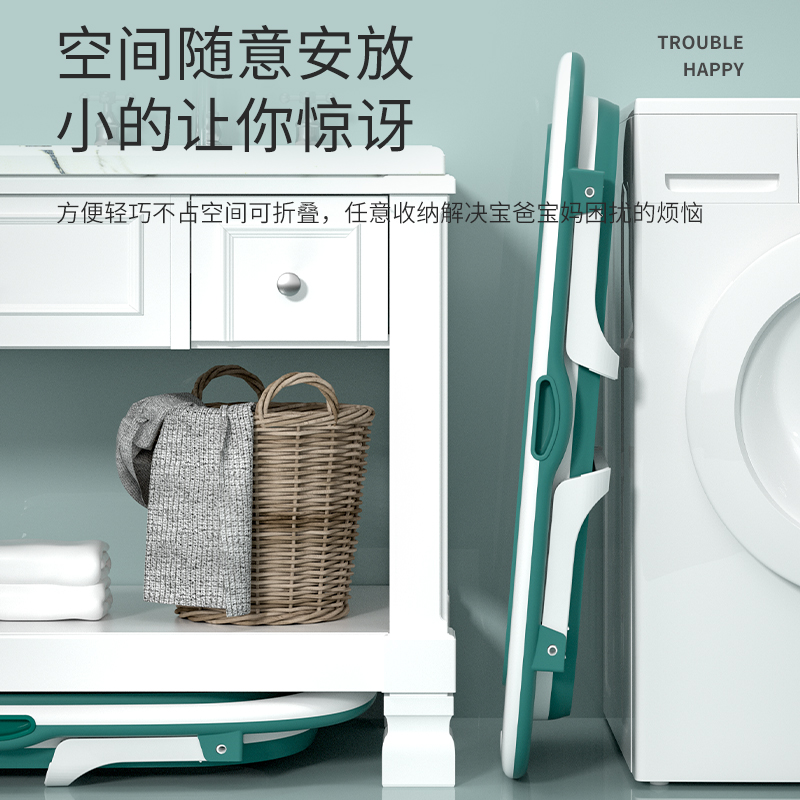 婴儿洗澡盆浴盆宝宝可折叠幼儿坐躺大号浴桶小孩家用新生儿童用品 - 图0
