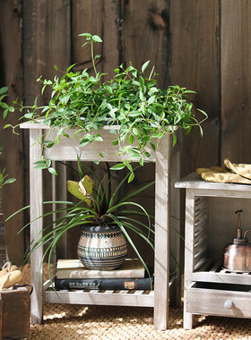 复古木质多功能花架花台装饰组合多层收纳架花园阳台杂货置物摆件