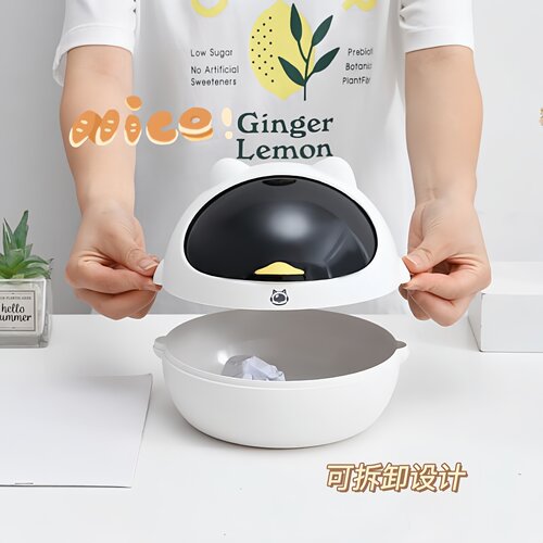 迷你桌面垃圾桶客厅办公室带盖垃圾筒学生儿童文具杂物收纳桶 - 图0