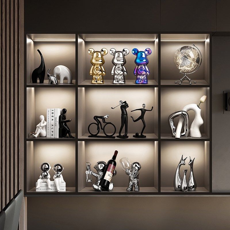 大平层酒柜装饰品摆件现代轻奢客厅家居玻璃柜高档陶瓷酒架工艺品,淘宝优惠券,粉丝福利购,淘宝优惠卷