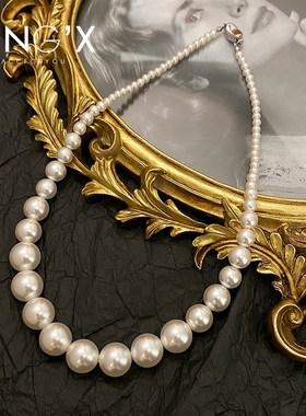 高端独特珍珠项链2024年新款爆款轻奢小众送妈妈送女友锁骨颈链