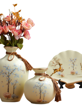美式陶瓷花瓶摆件欧式现代客厅玄关电视柜酒柜创意家居装饰品摆设