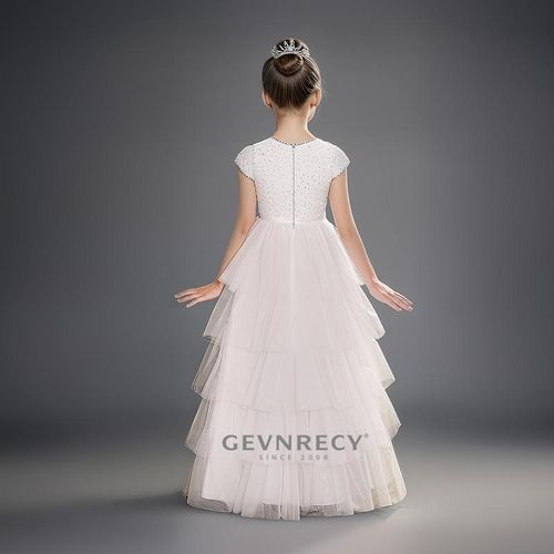 女童礼服2025新款高端白色蛋糕裙钢琴主持演出服儿童公主裙蓬蓬裙 - 图3