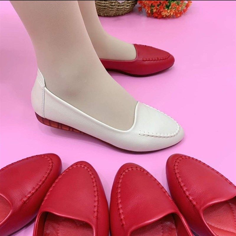 2021年新款平跟女鞋皮鞋工作鞋C孕妇软底不累脚豆豆鞋春秋防滑单,淘宝优惠券,粉丝福利购,淘宝优惠卷