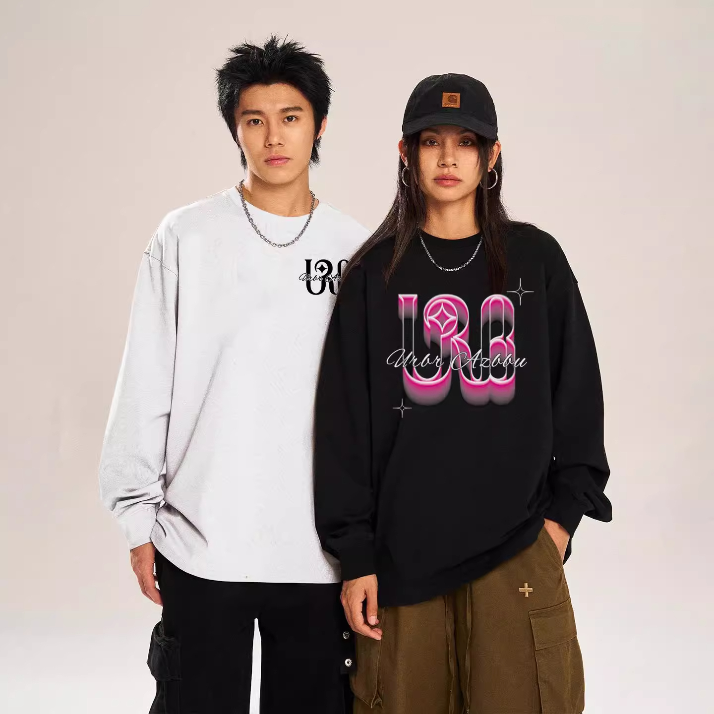 拍4件!URBRAZBBU男女纯棉长袖T恤