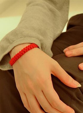 本命年红绳手链手工编织男女情侣手绳 手工编织红绳玉绳简约礼物