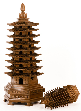 紫铜文昌塔层铜塔书房书桌摆件客厅办公室桌面高端装饰铜工艺品