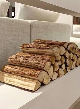 柴火原木硬木装饰壁炉木柴真火木桩D露营木头摆件户外炉子炉灶用