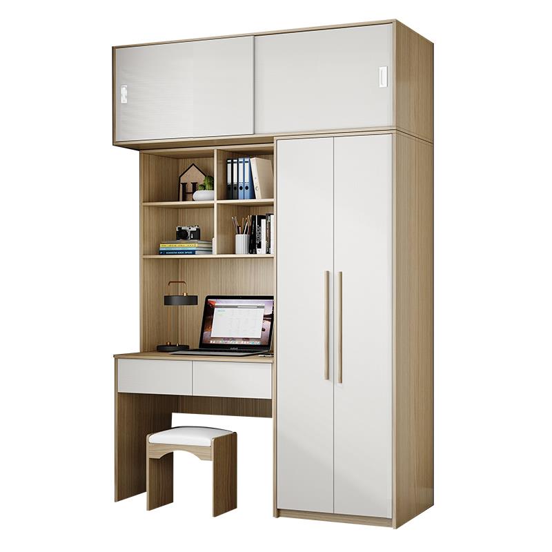 新中式儿童学习写字台一体连体书桌柜电脑桌带衣柜加书柜书架组合 - 图3