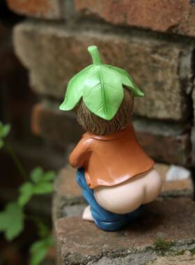 创意趣味可爱绿叶仙子小公仔花盆边饰花园装饰书桌橱窗有趣小摆件