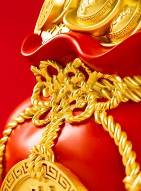 聚宝盆钱袋摆件存钱罐新中式店铺开 业礼品收银柜台摆设家居客厅