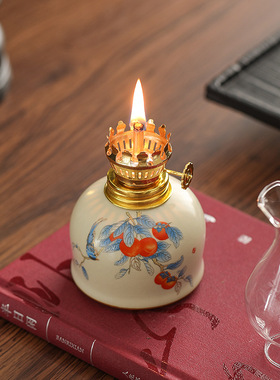 稀缺质感陶瓷长明灯茶室摆件家用手工创意酒吧佛供酥油灯露营氛围