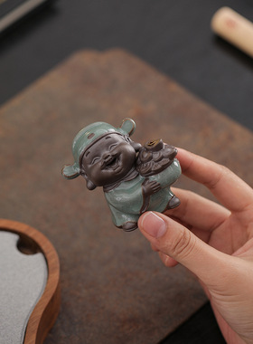 稀缺质感财神爷线香插家用室内香座香薰炉创意陶瓷檀香托盘桌面