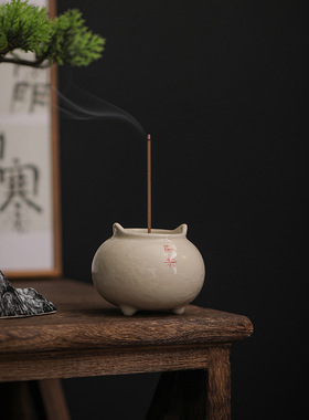 稀缺质感手写草木灰香炉创意陶瓷家用室内线香香座沉香檀香香插
