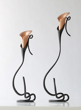 稀缺质感现代轻奢电镀金属烛台摆件样板间售楼处客厅餐厅餐厅软装