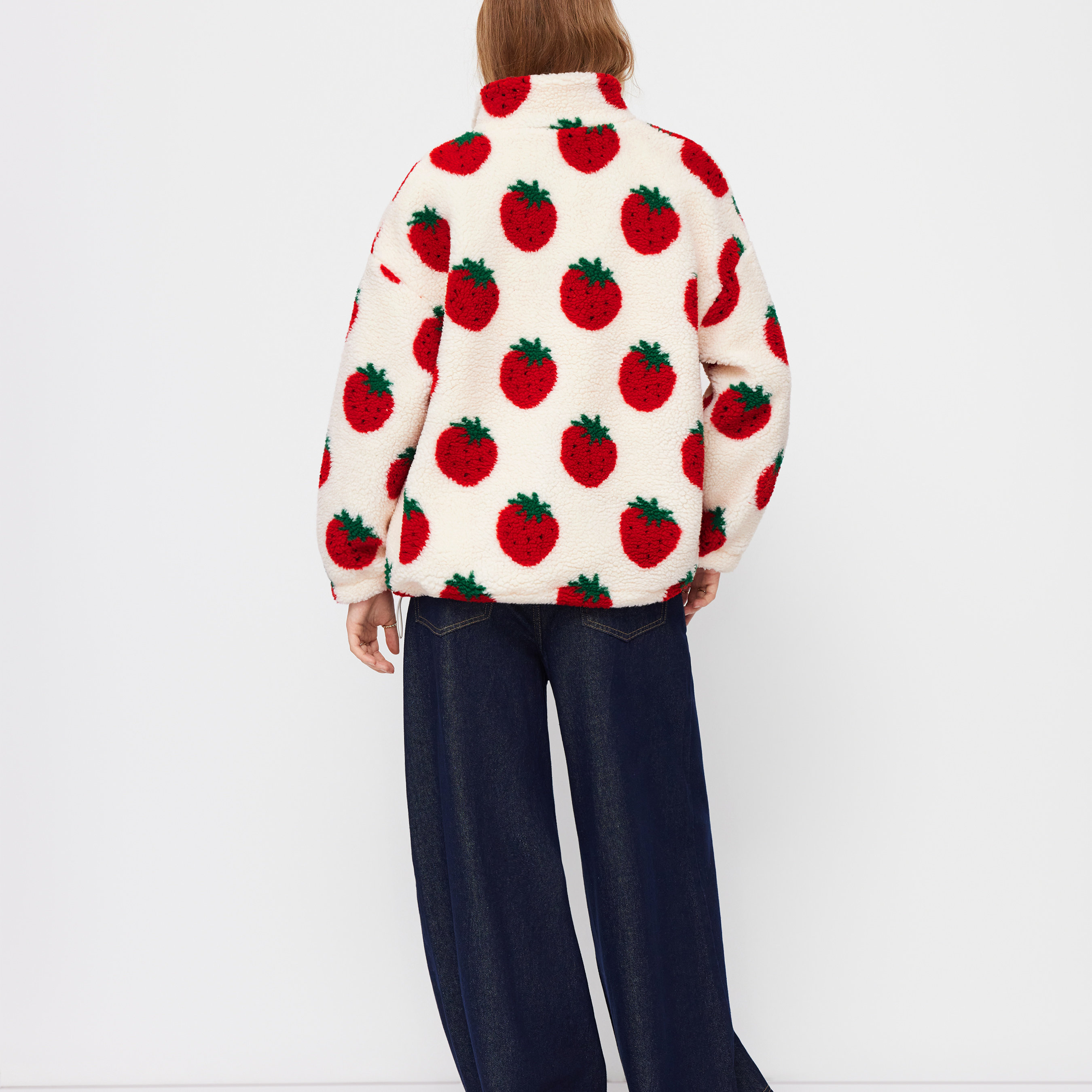 CIDER秋冬女装草莓口袋高领抓绒宽松夹克 113915036,淘宝优惠券,粉丝福利购,淘宝优惠卷