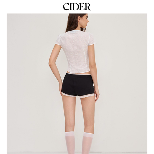 【明星同款】CIDER美式棉刺绣蝴蝶结法式蕾丝衬衫114326439 - 图1