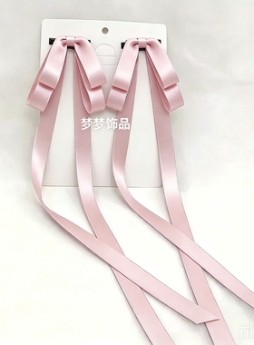 蝴蝶结飘带头饰洛丽塔垂耳兔发饰双马尾侧边夹古风汉元素对夹酒红