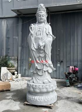 石雕观音像汉白玉三面花