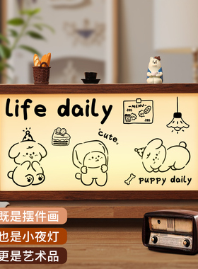 DIY咖啡角氛围布置桌面发光灯箱