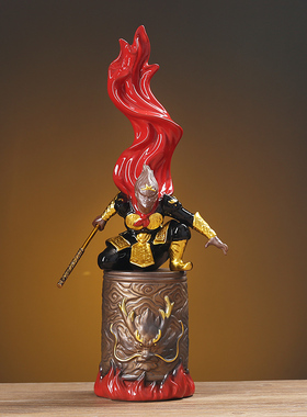 禅意齐天大圣孙悟空摆件家居客厅鱼缸造景创意陶瓷办公室玄关装饰