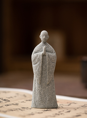 桌面青砂茶宠观无相小僧摆件园艺盆景假山微景观鱼缸造景佛陀人物