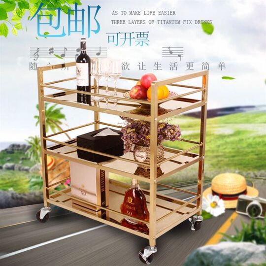 #Restaurant and catering trolley mobile dining cart shop trolley tea cart KTV mobile stainless steel trolley