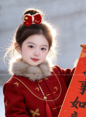 新年红色丝绒蝴蝶结发圈女儿童丸子头皮筋高弹力扎发头绳女孩发绳
