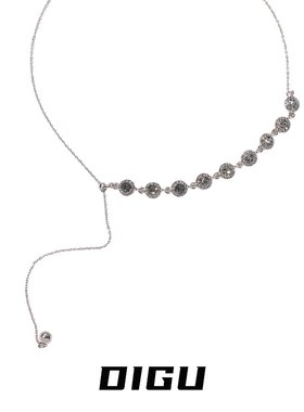 DIGU气质复古金色流苏项链女独特小众设计感抽拉可调节颈链锁骨链