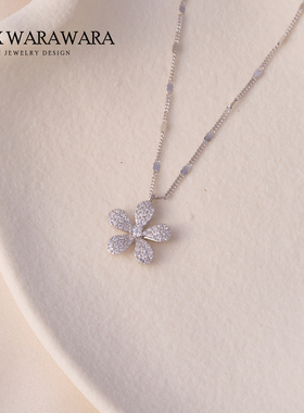 纯银幸运花瓣项链小众设计女吊坠