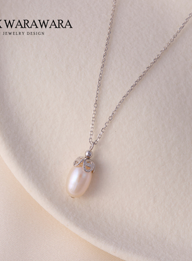 简约祖母绿色宝石珍珠吊坠女项链