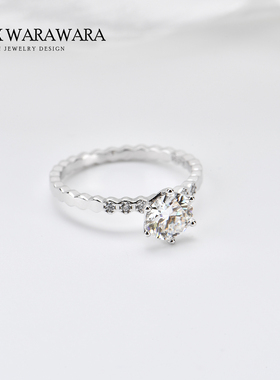 经典六爪1克拉莫桑钻戒指女指环