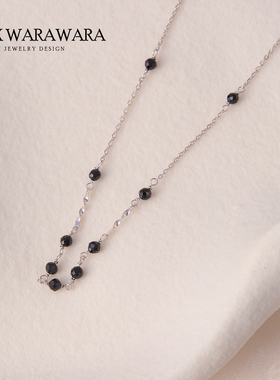 925银黑尖晶项链女轻奢小众设计