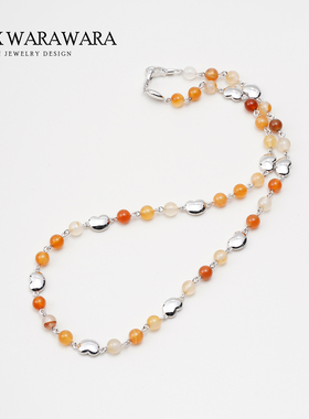 设计师款彩色串珠项链女玛瑙锁骨