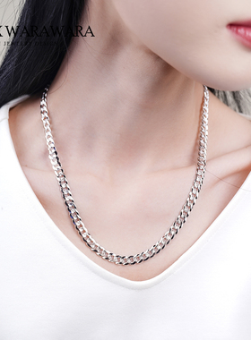 银色粗链条项链男女轻奢百搭手链