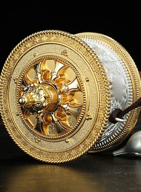 藏族铜制手持手摇转轮民族风供佛工艺品静音六字办公桌面摆件雕刻