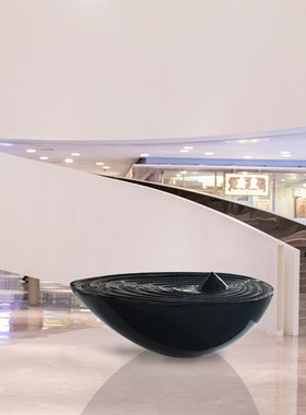 酒店雕塑摆件水波纹玻璃钢底座别墅售G楼处大型落地大堂装饰品定