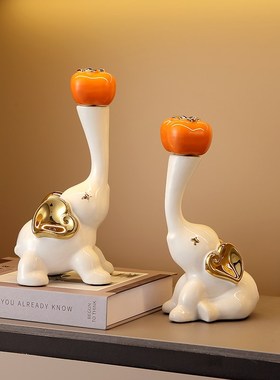 柿柿如意大象客厅l电视柜酒柜摆件高端大气轻奢办公室高级感装饰