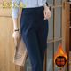 Velvet thickened suit trousers for women, warm professional formal trousers, high-waisted straight L-leg work pants, small feet, large size, black suit