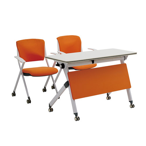 T002F折叠会议培训桌椅组合 可移动拼接长条桌 双人课桌椅办公桌 - 图3