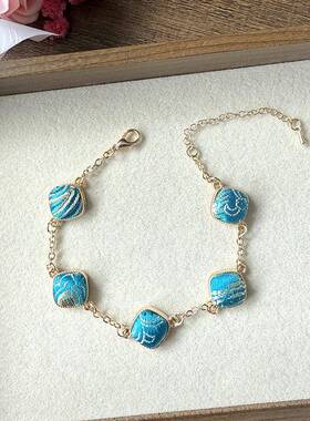 新中式非遗宋锦方形手链国风众设计轻奢精致显白闺蜜生日礼物手饰