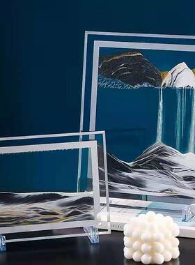 沙漏摆件液体解压流沙画办公室桌面客厅床头柜装饰品生日礼物玻璃